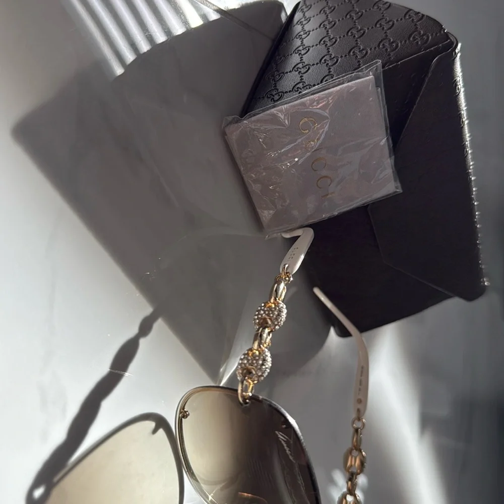 Gucci brand sunglasses. Color white with light tan lenses. - Picture 3 of 10